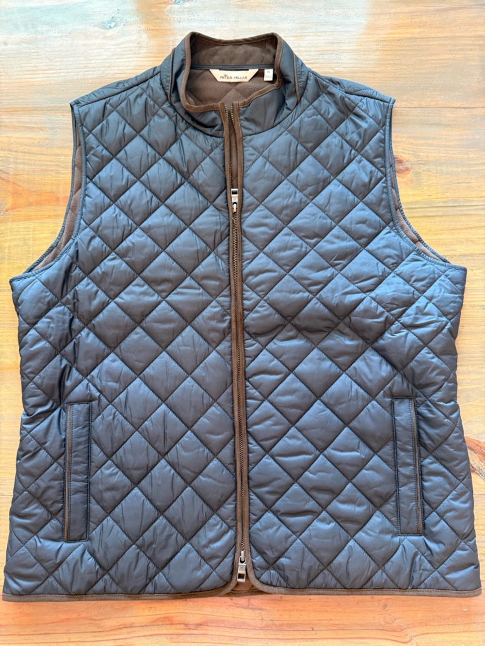 Peter Millar Quilted Vest XL Full Zip Gray Fleece Lined Lightweight